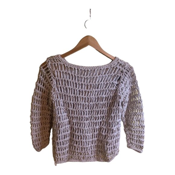 John Paul Richard Womens Sweater Petite Medium Beige Fisherman Mesh Open Knit - Picture 3 of 10